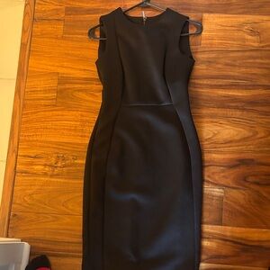 Calvin Klein Black Midi Sheath Dress with Back Zip